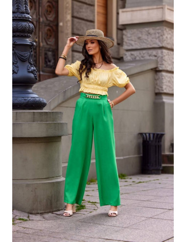 Pantalon taille haute avec poches VERT 