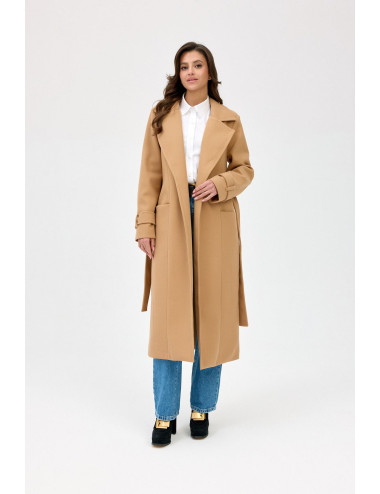 Vivienne - manteau long avec poches et ceinture 