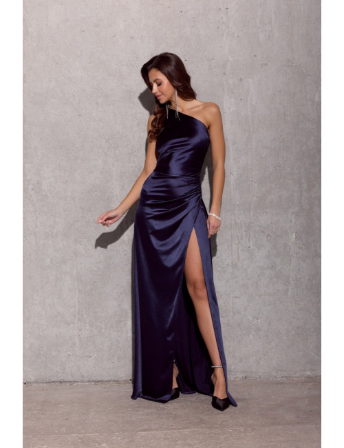 Inez - robe longue asymétrique en satin 