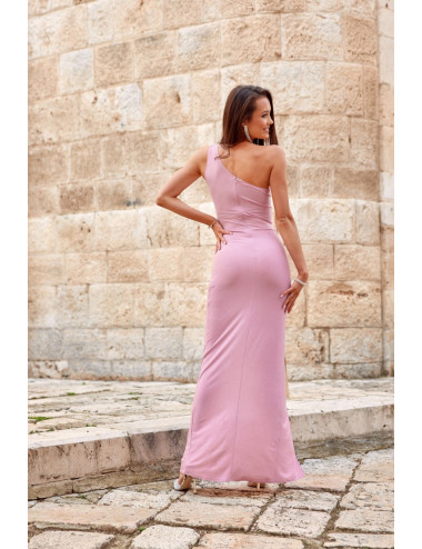 Esmeralda - robe longue ajustée à une épaule, paillettes 