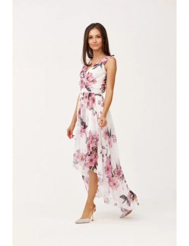 Mari - robe asymétrique avec un décolleté enveloppe et d'épaisses bretelles 