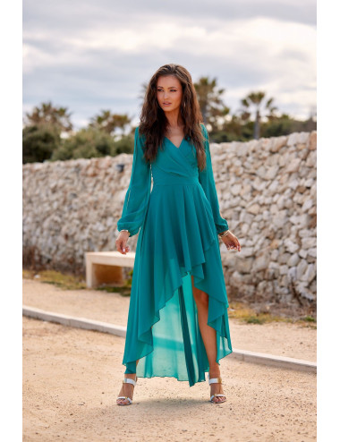 Romee - robe asymétrique à manches longues 