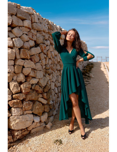 Romee - robe asymétrique à manches longues 